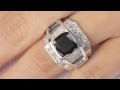 BDR 194 8 72 Carat Certified Natural Black Cushion Cut Diamond Ring 14k White Gold