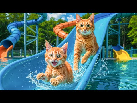 Mama Cat and Kitten Sell Sweet Strawberries Juice to Make Their Dream Water Park Trip Come True! 🍓💦🐾