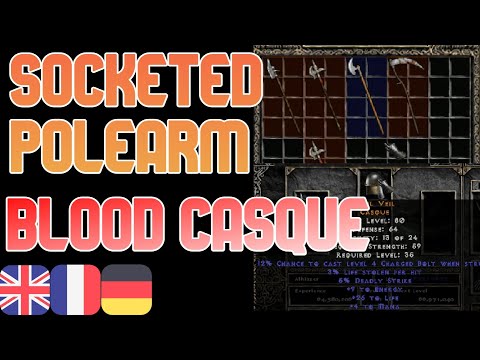 Diablo 2 - Rolling socketed polearm class and Creating Blood Casque in horadric cube