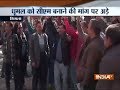 Supporters raise slogans in support of PK Dhumal outside venue of Core Committee meeting