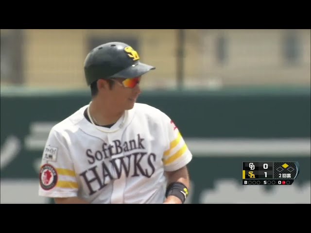 【ファーム】ホークス・塚田 フェンス直撃の先制タイムリー2ベースヒット!! 2019/5/29 H-D(ファーム)