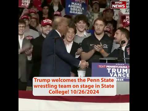 Trump welcomes the Penn State wrestling team on stage in State College!