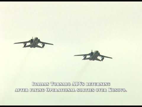 Tornado jets returning from air sorties over Kosovo war zone, April 1999. Operation Allied Force.