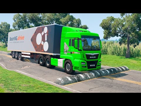 Trucks vs Speed Bumps SPECIAL #75 | BeamNG Drive - Long Video | TrucksVs