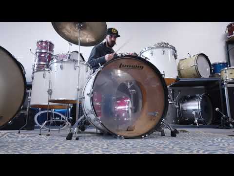 1970s Ludwig White Cortex 14x24 13x14 15x16 and 16x18 Drum Kit