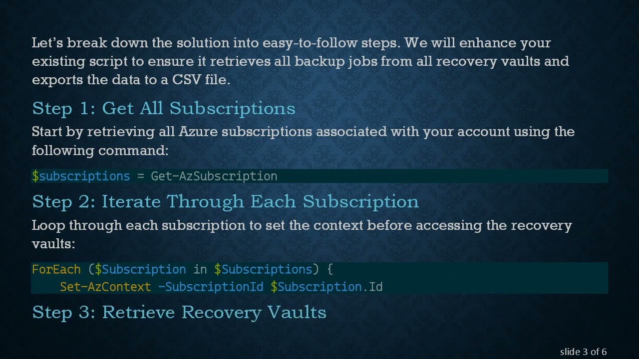 How to List All Azure Backup Items from Recovery Vaults Across All Subscriptions using PowerShell