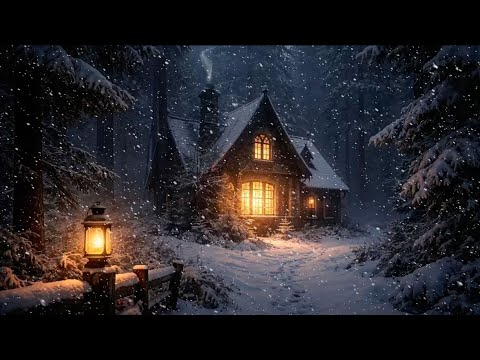 "The Cottage Beyond the Pines — A Warm Glow in the White Night" | Dark Academia Ambience
