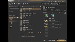 FFXIV Carpentry Levels 26-30 Recipes