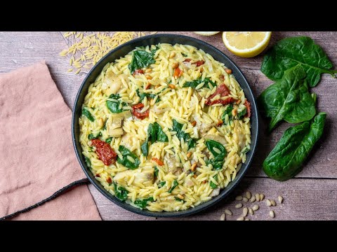 One Pot Spinach Artichoke Orzo