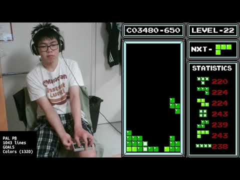 Almost got colors! 4.3 million and 1292 lines on NES Tetris (PAL)