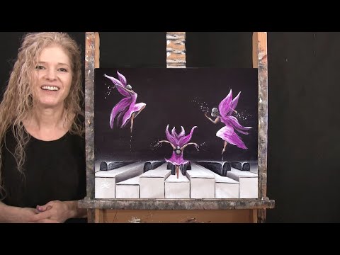 Learn How to Paint PIANO PLAYING FAIRIES with Acrylic - Paint & Sip at Home - Step by Step Tutorial