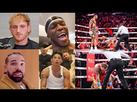 Celebrities REACT to Jake Paul vs Anthony Joshua FULL FIGHT HIGHLIGHT (NETFLIX) KO