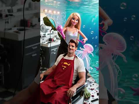 💖From Hero to Huh ?Barbie's Underwater Hair Salon #marvel #barbie #hulk #superman  #funny