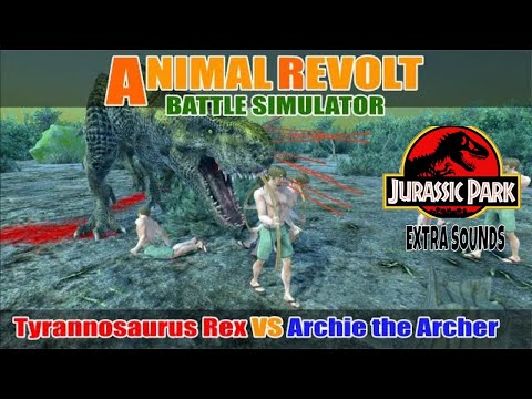 Jurassic Park Tyrannosaurus Rex vs Archie the Archer - Animal Revolt Battle Simulator
