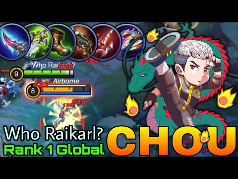 Powerful Kick Chou Legendary Gameplay - Top 1 Global Chou by Who Raikarl ? -'Mobile Legends
