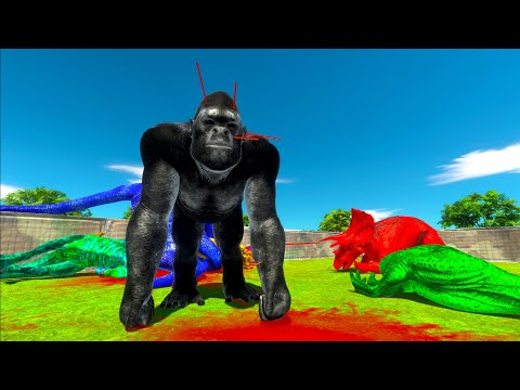 COLORED UNITS RUN INTO GORO THE GIANT PUNCHES