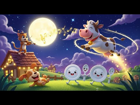 Hey Diddle Diddle | Cartoon Animation | Nursery Rhyme for Kids | The Cow Jumped Over the Moon 🌙✨