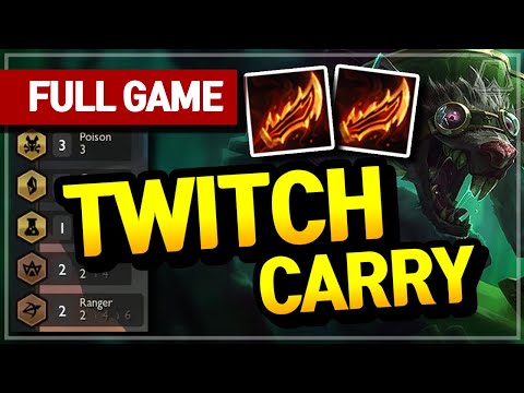 Twitch Carry! (Poison Crystal 2-Ranger Comp) - Teamfight Tactics Full Game | TFT | Diamond