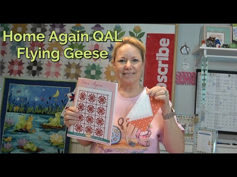 #FQS Week 1 #HomeAgainQAL, How to Make Flying Geese Quilt Blocks, 4-at-a-Time No Waste Method