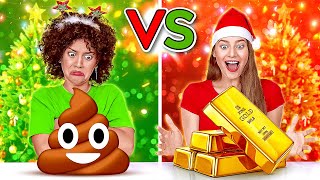 NAUGHTY VS NICE CHRISTMAS PRESENTS CHALLENGE || Cheap VS Expensive Presents By 123 GO! CHALLENGE