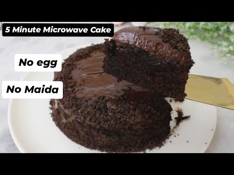 Eggless Wheat Flour Chocolate Cake in Microwave | Microwave Chocolate Cake Recipe