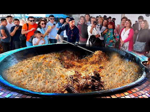 The largest wedding pilaf in Uzbekistan is 3000 kg ! daily street food