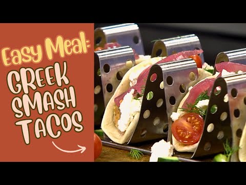 Greek Smash Tacos With Roasted Strawberry Basil Ice Cream for Dessert