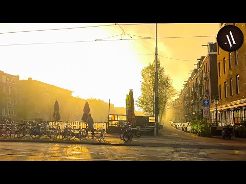 Sunrise Bike Ride In Amsterdam, The Netherlands, 4K