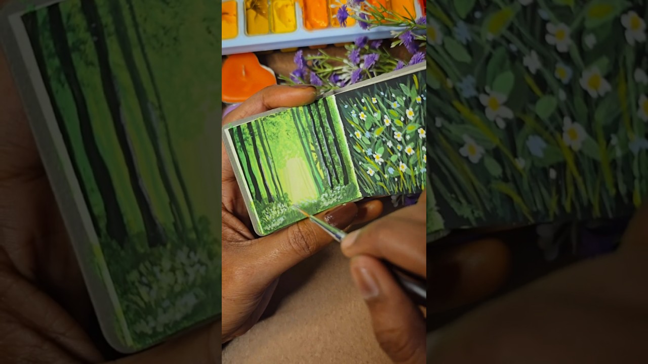 Easy Landscape Painting for Beginners 🎨 | Simple Mini Art Book #painting  #miniarts