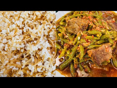 طريقة عمل أرز بالشعيرية فاصوليا خضراء باللحمة سر الصنعة مع الشيف دعاء السمنودي