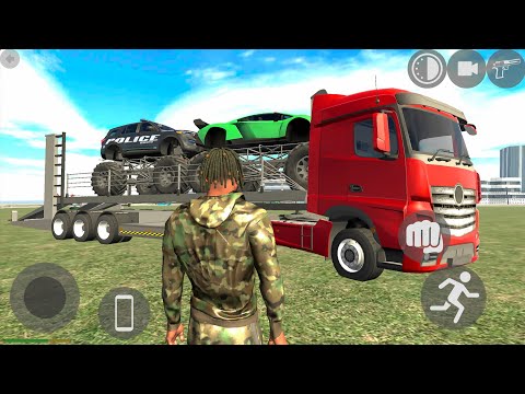 Police Officer Monster Trucks Transport Yamaha Vmax Motorbike Open City Simulator - Android Gameplay