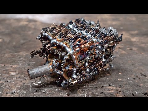 Damascus Steel Japanese Tanto from Chainsaw Chain