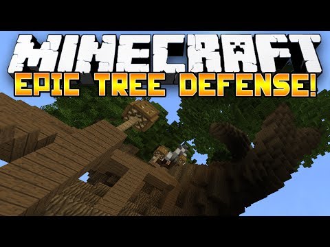 Minecraft PVP: EPIC TREE DEFENSE! - w/Preston & Woofless