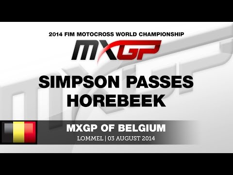 MXGP of Belgium 2014 Shaun Simpson passes Jeremy van Horebeek