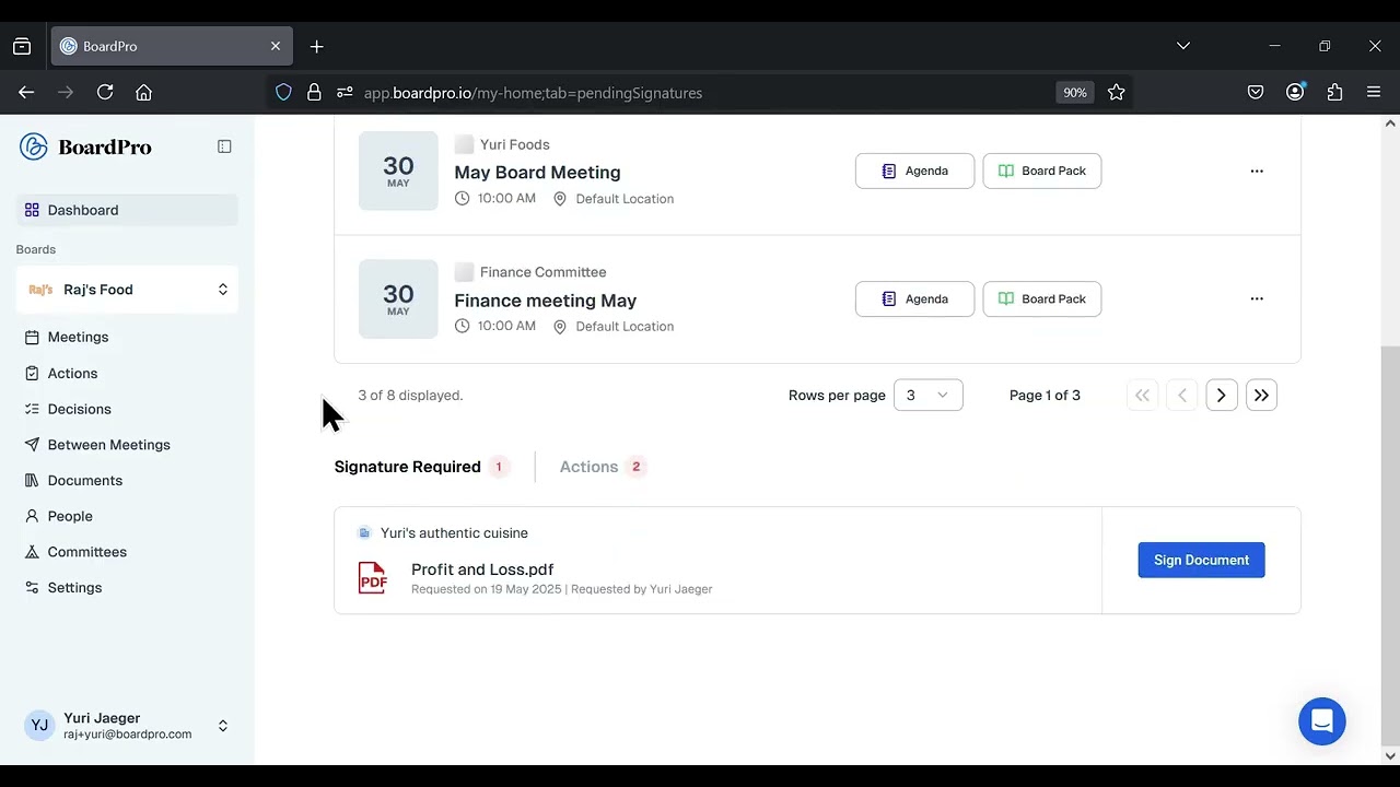 BoardPro Actions overview