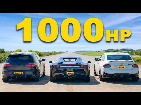 Ferrari SF90 v 1,000hp Golf R & BMW M240i: DRAG RACE