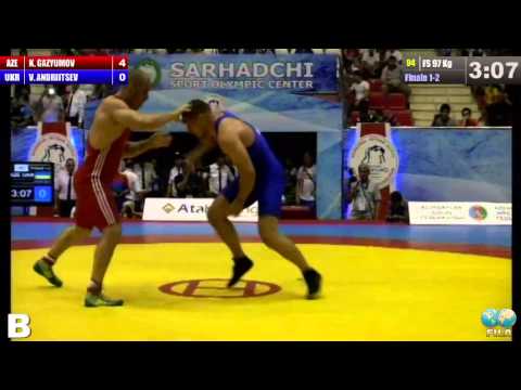 Finale 1-2 Freestyle 97 Kg (AZE) Khetag GAZYUMOV vs (UKR) Valerii ANDRIITSEV
