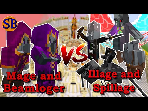 Mage and Beamloger vs Illage and Spillage | Minecraft Mob Battle
