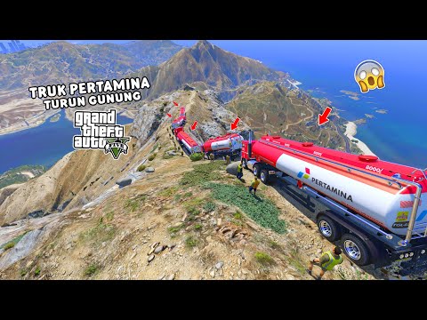 A PERTAMINA TRUCK CONVOY GOES DOWN THE MOUNTAIN IN GTA 5
