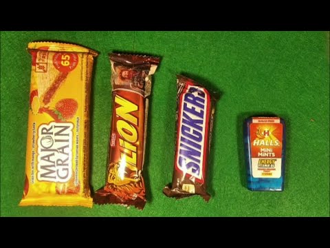 Unpacking Halls Mini Mint 🍬🍬🍬! Snickers 🍫 and Lion 🍫 Chocolate Bar, Major Grain 🍩 ASMR