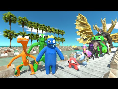 Rainbow Friends Blue Green Orange vs Jumbo Josh COCONUT DEATH RUN - Animal Revolt Battle Simulator
