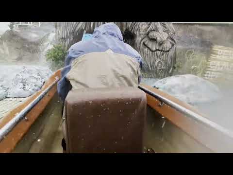 Riding the log flume amidst rain & hail, then the ride breaks down - Rainbow's End 2023