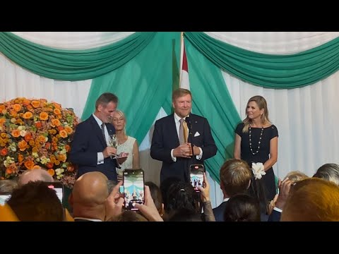 Receptie met koning Willem-Alexander in Paramaribo (staatsbezoek Suriname) 