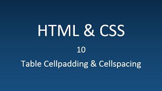 HTML & CSS - 10 - Tables Cellspacing & Cellpadding