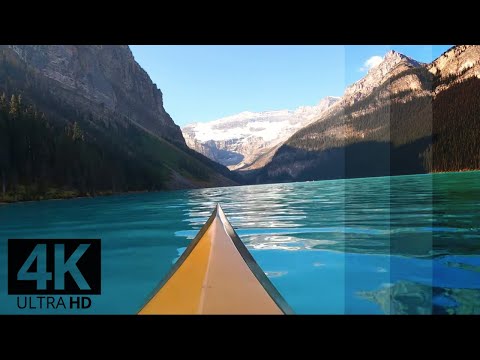 4k Paddling Toward the Glacier | Rocky Mountains Lake Scenery with Natural Sounds