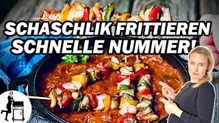 Schaschlik frittieren | mit lecker Schaschlik Sauce | Die Frau am Grill