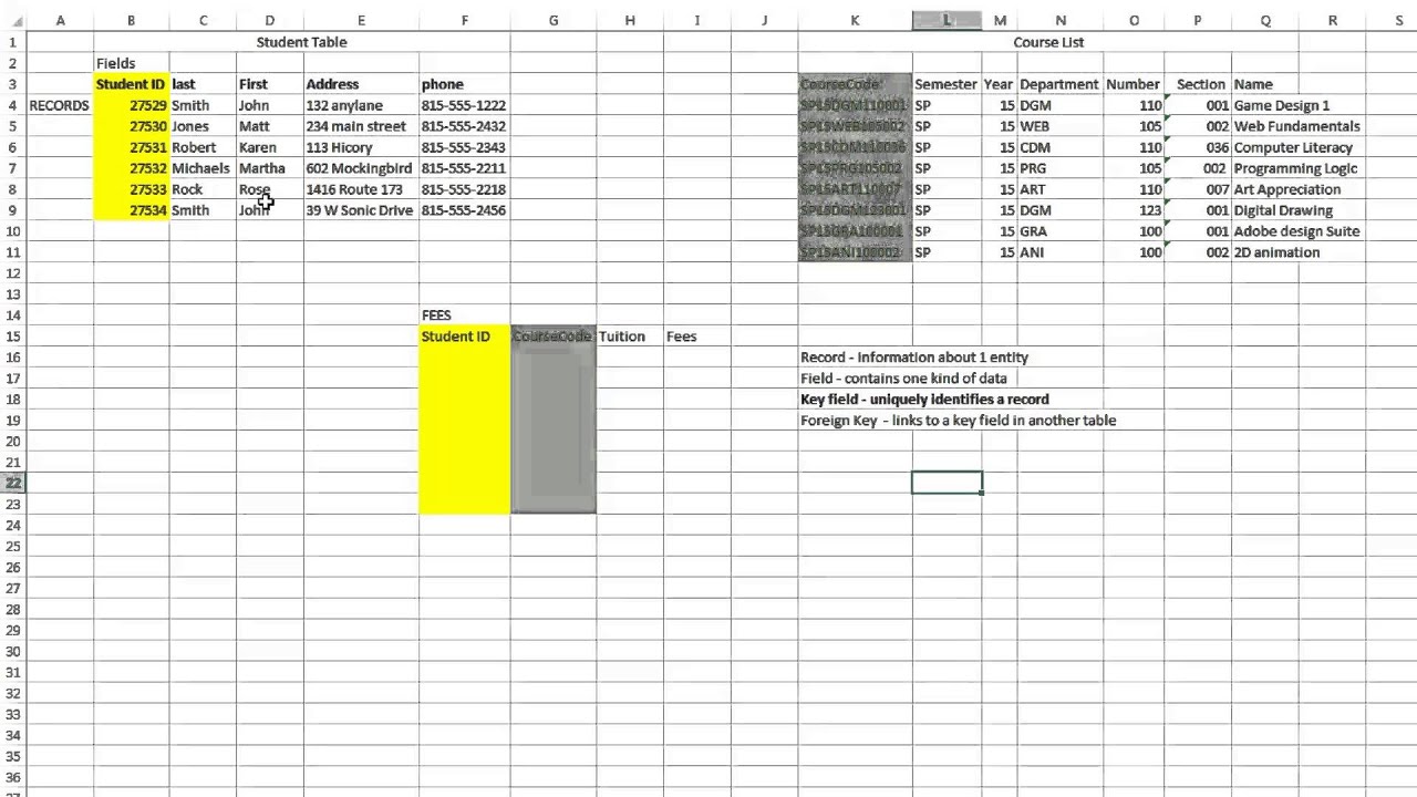 Relational Database vocabulary