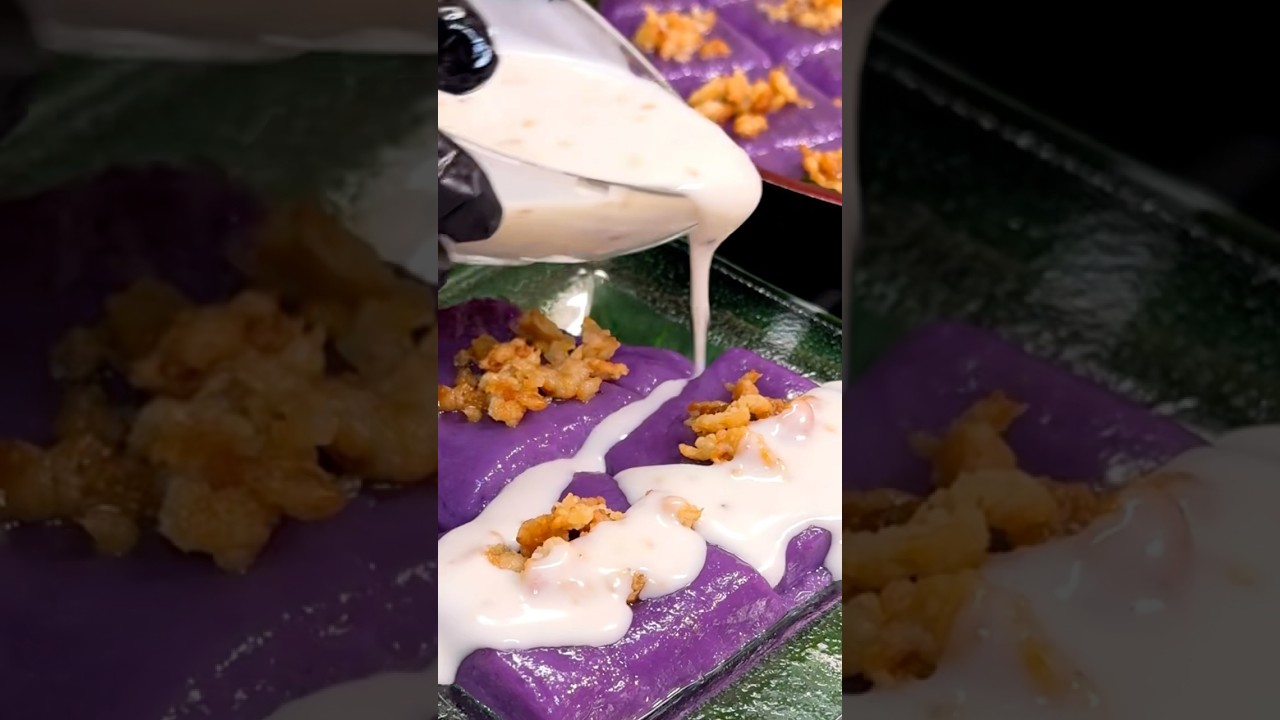 Ube KALAMAY LATIK with Coconut sauce  ang SARAP pala!!