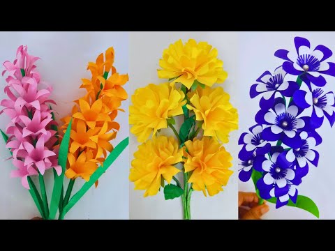 3 Beautiful Paper Flowers Making Tutorial | Paper Craft Ideas | DIY Paper Flowers 