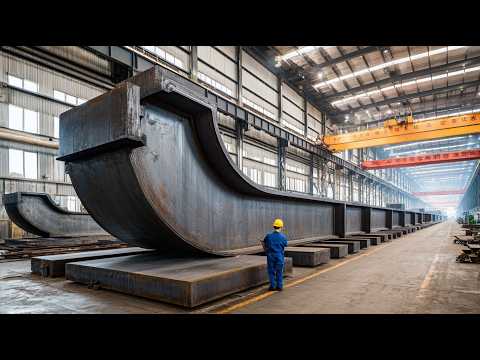 How Huge H-Beams Are Shaped in the Heavy Bending Machine. Heavy Industrial Manufacturing Documentary